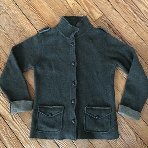 Mary wool blend sweater cardigan made in Italy size large army green olive